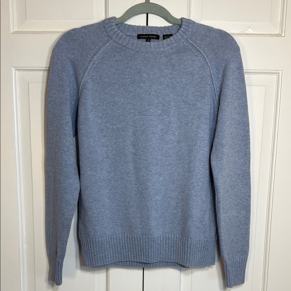 Classic EUC JEANNE PIERRE Blue Heather Crew Neck Cotton Sweater Size M - Picture 1 of 6